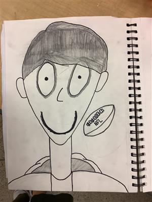 Student's sketch of their self-portrait.